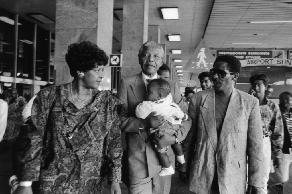 Nelson and Winnie Mandela at the Johannesburg airport. May, 1990. Photograph by Lily Franey/Gamma-Rapho/Getty.