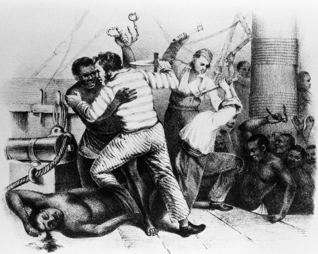 Slaves revolt against their slavers aboard a ship in 1844. / Corbis