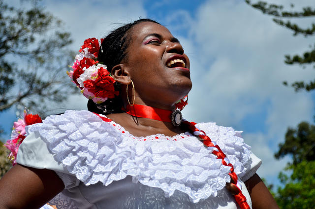 Afro-Costa Rican woman in carnival costume. Every year, the provincial capital of Guanacaste, in northwestern Costa Rica, celebrates with carnivals, dancing, parades, rodeos and other traditional Tico events. This year marks the 188th anniversary of Guanacaste’s annexation in 1824.