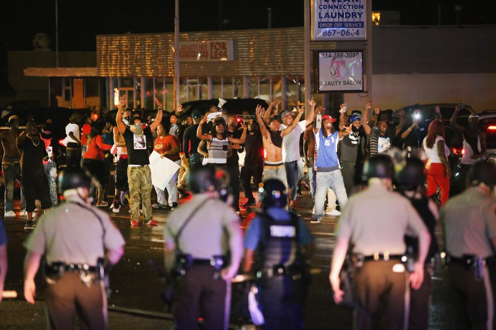 Protestors in Ferguson, MO. (Scott Olson/Getty Images)