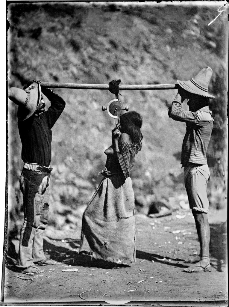 Carl Lumholtz: Tarahumara Woman Being Weighed, Barranca de San Carlos (Sinforosa), Chihuahua, 1892; from Among Unknown Tribes: Rediscovering the Photographs of Explorer Carl Lumholtz. The book includes essays by Bill Broyles, Ann Christine Eek, and others, and is published by the University of Texas Press.