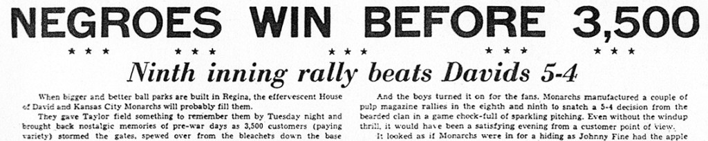 A 1948 report in the Regina Leader-Post about a game in Regina, Saskatchewan.